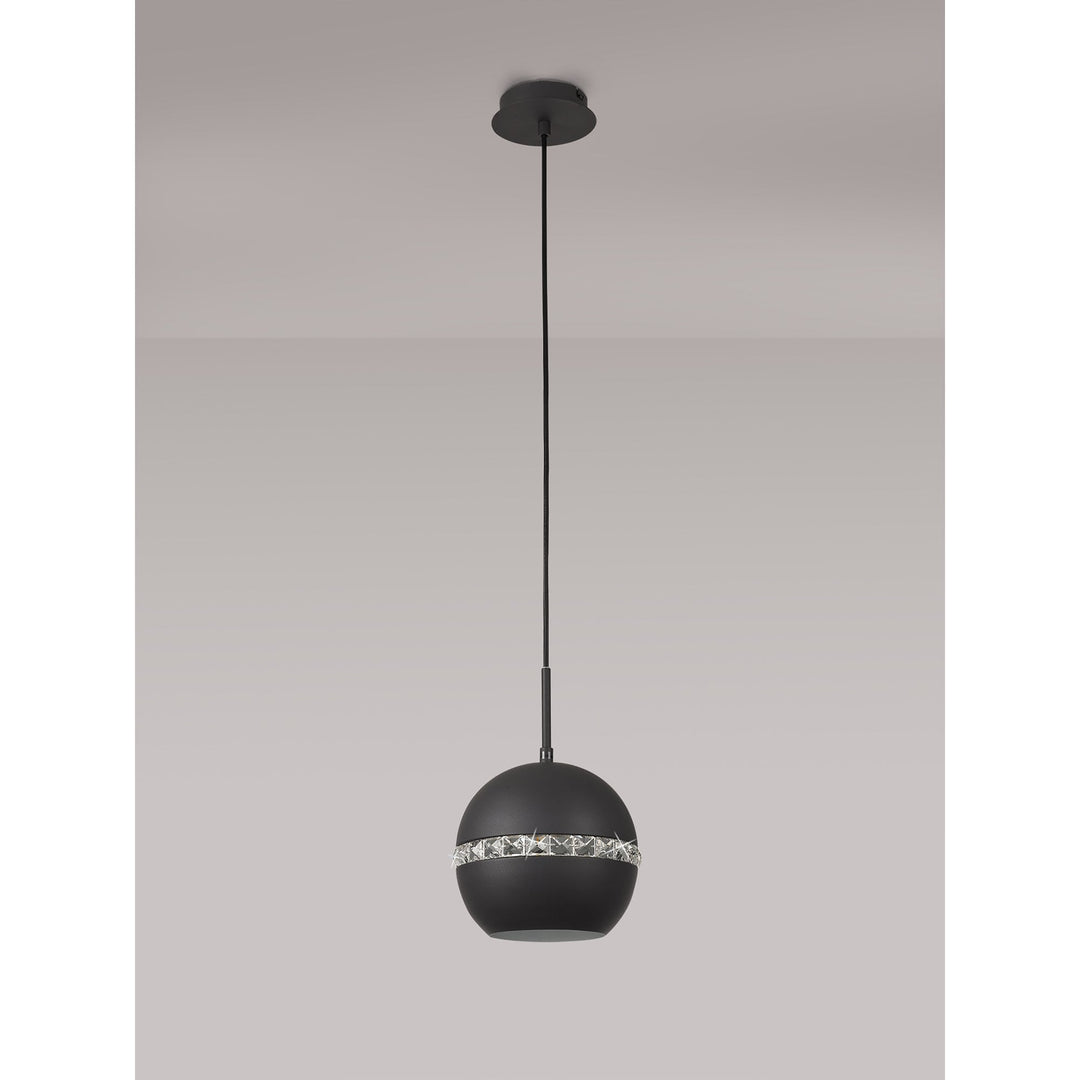 Diyas IL32843 Andrea Single Pendant 1 Light E27 Graphite/Crystal