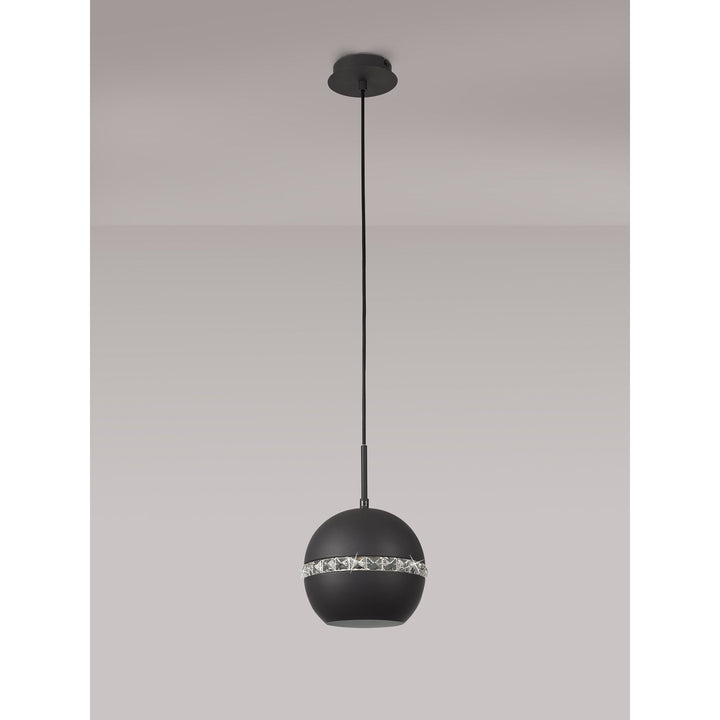 Diyas IL32843 Andrea Single Pendant 1 Light E27 Graphite/Crystal