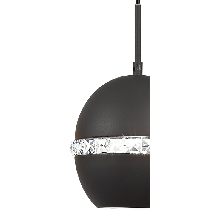 Diyas IL32844 Andrea Pendant 3 Light E27 Linear Graphite/Crystal