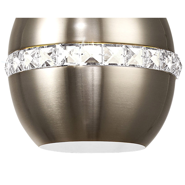 Diyas IL31614 Andrea Pendant 3 Light E27 Round Satin Nickel/Crystal