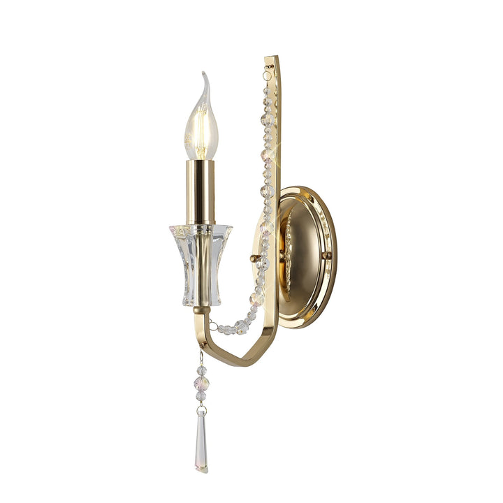 Diyas IL31750 Armand Wall Lamp 1 Light E14 French Gold/Crystal