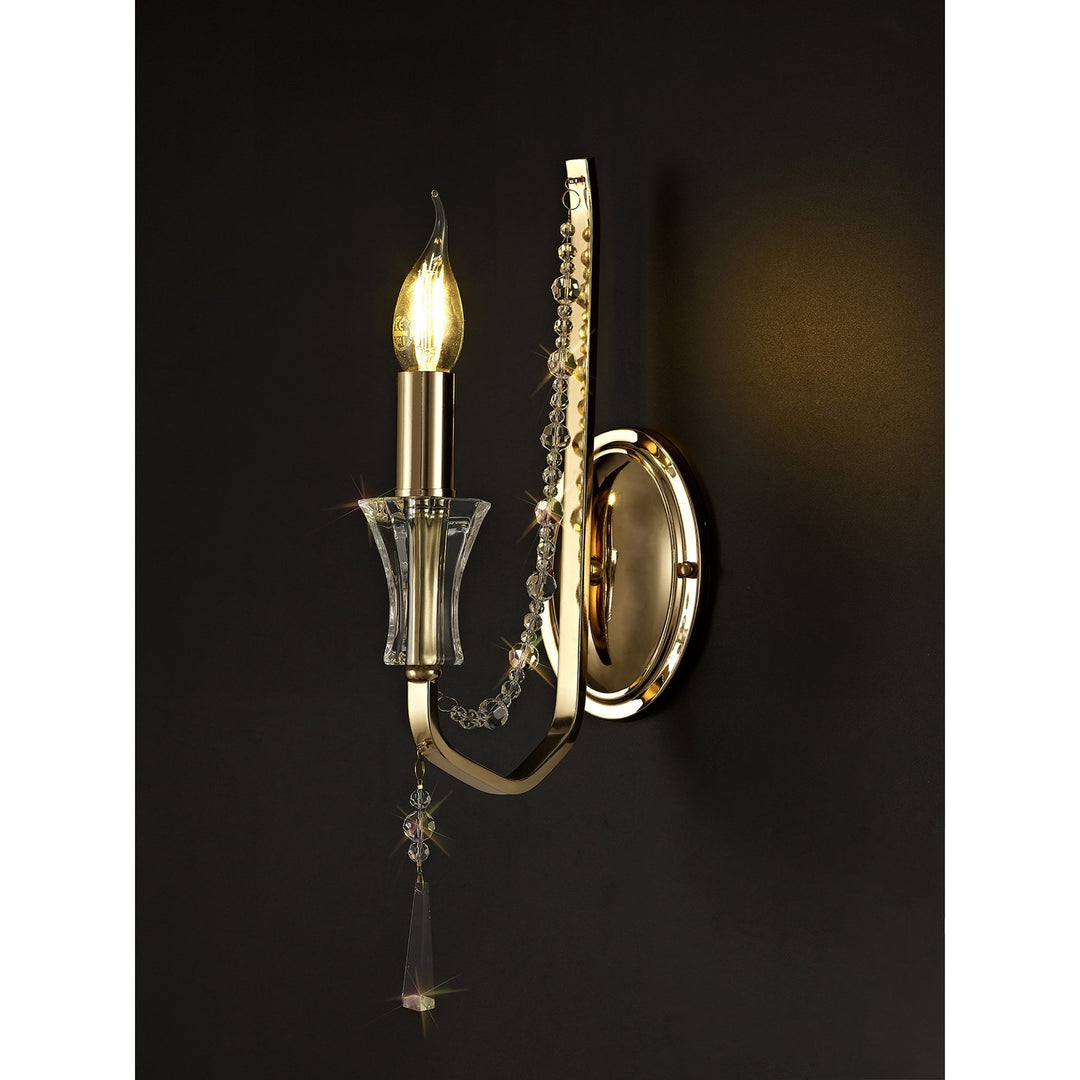 Diyas IL31750 Armand Wall Lamp 1 Light E14 French Gold/Crystal