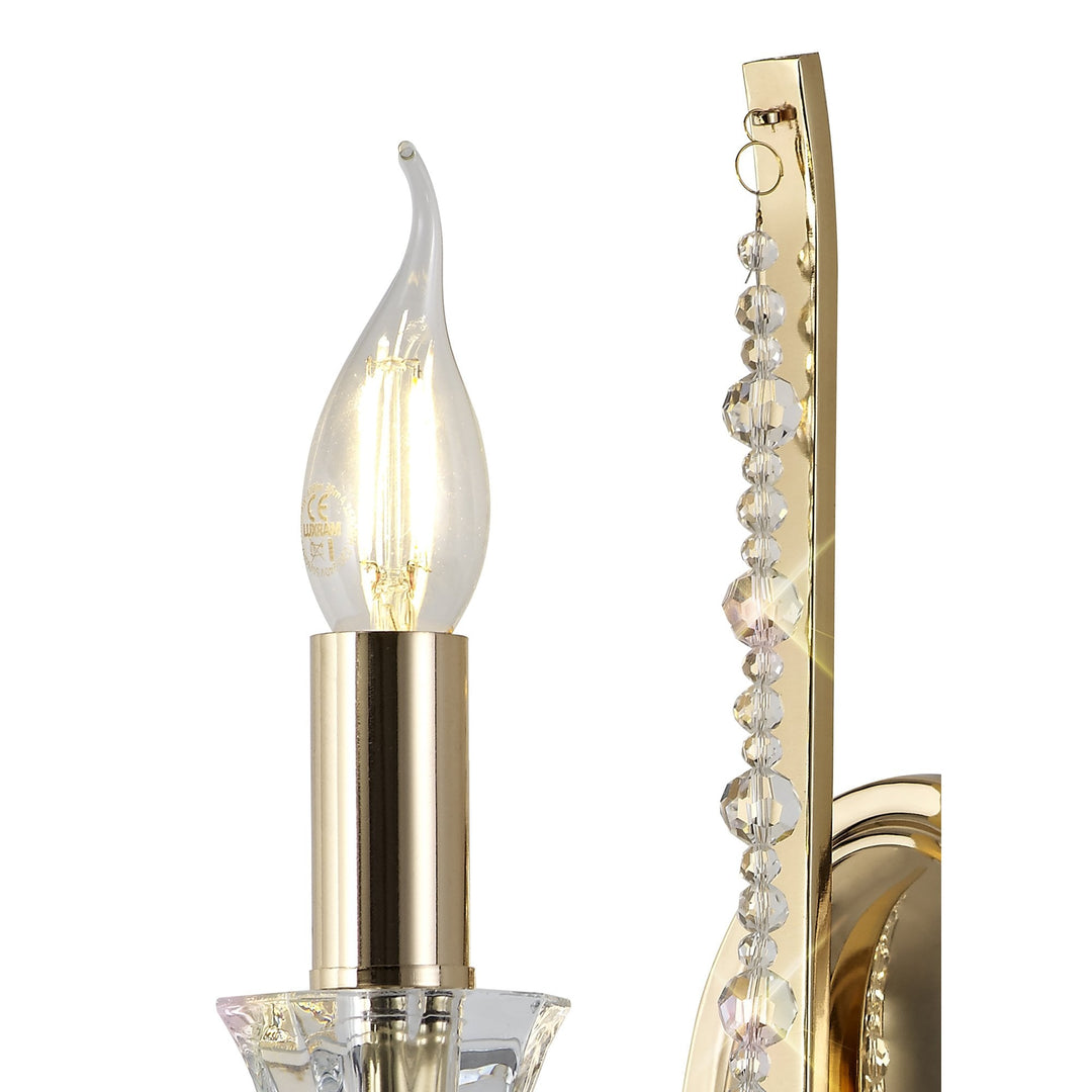 Diyas IL31750 Armand Wall Lamp 1 Light E14 French Gold/Crystal