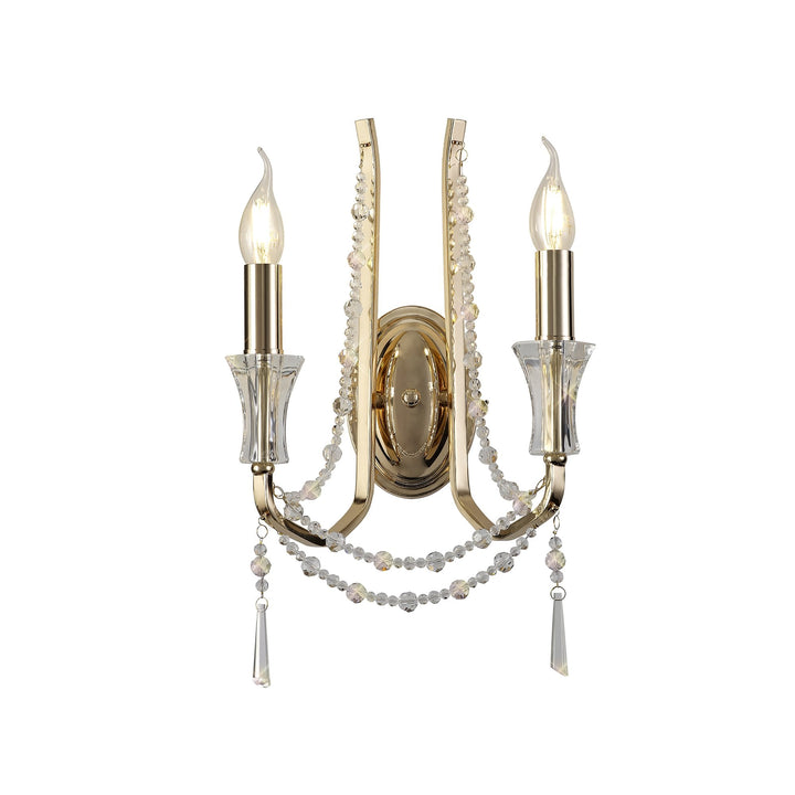 Diyas IL31751 Armand Wall Lamp 2 Light E14 French Gold/Crystal