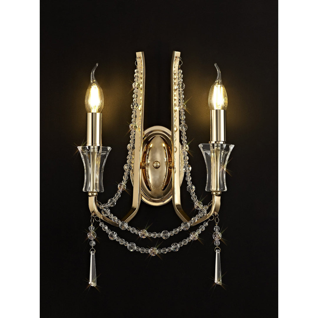 Diyas IL31751 Armand Wall Lamp 2 Light E14 French Gold/Crystal