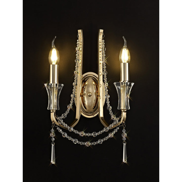 Diyas IL31751 Armand Wall Lamp 2 Light E14 French Gold/Crystal