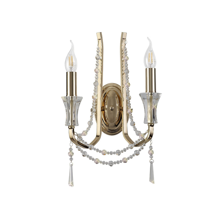 Diyas IL31751 Armand Wall Lamp 2 Light E14 French Gold/Crystal