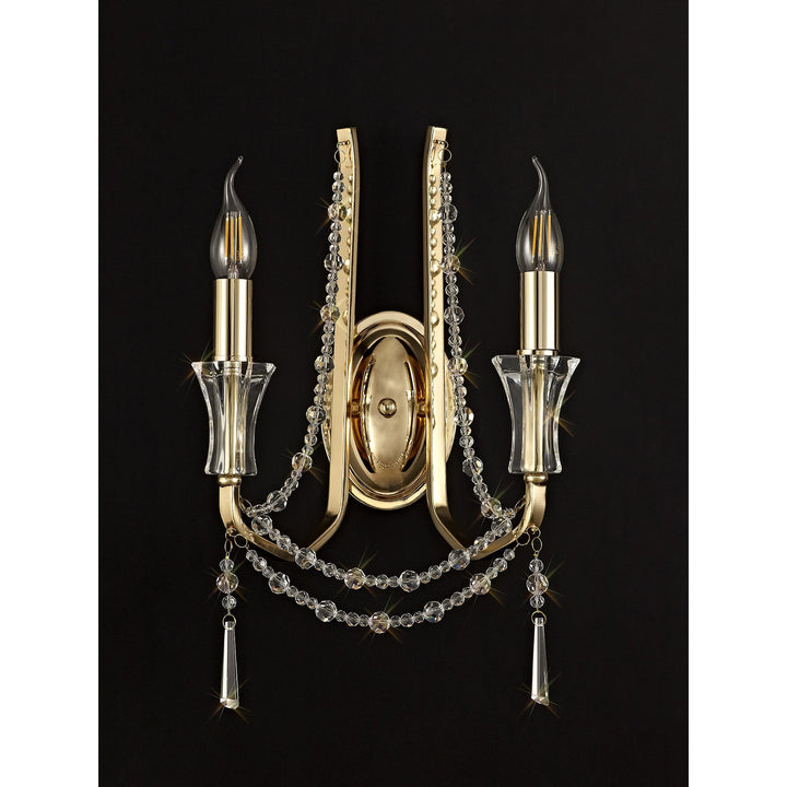 Diyas IL31751 Armand Wall Lamp 2 Light E14 French Gold/Crystal