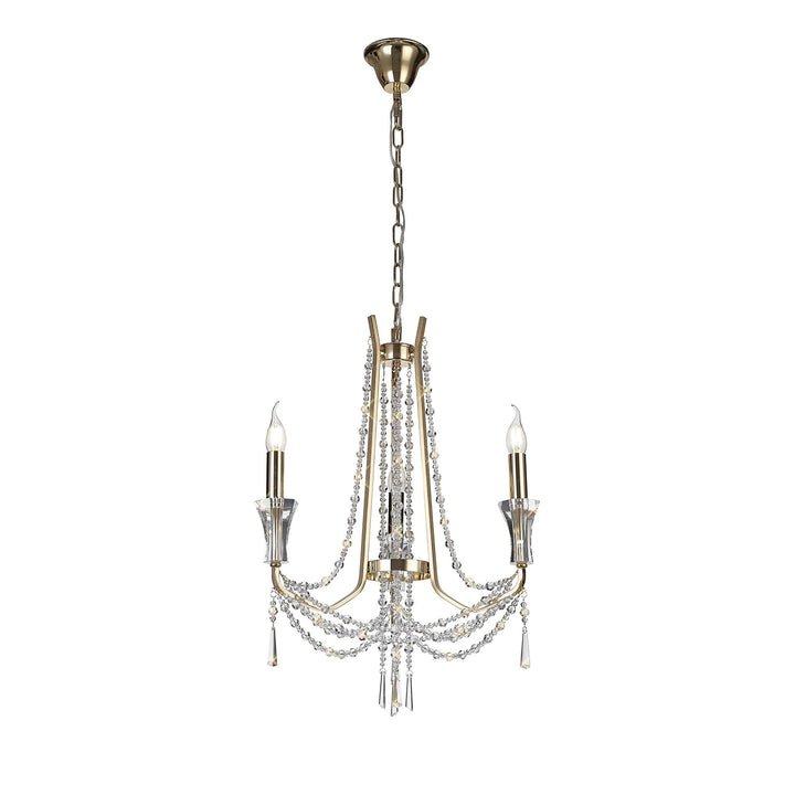 Diyas IL31752 Armand Pendant 3 Light E14 French Gold/Crystal