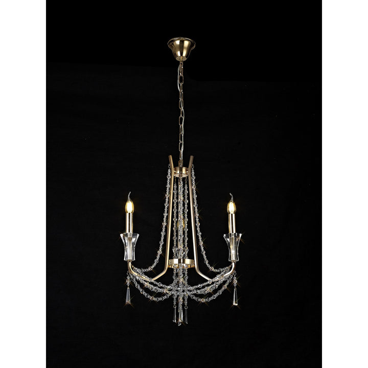 Diyas IL31752 Armand Pendant 3 Light E14 French Gold/Crystal