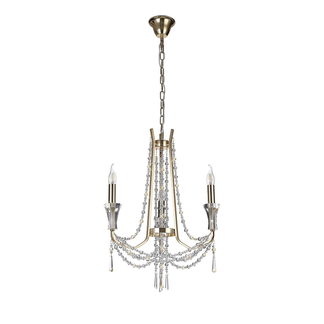 Diyas IL31752 Armand Pendant 3 Light E14 French Gold/Crystal