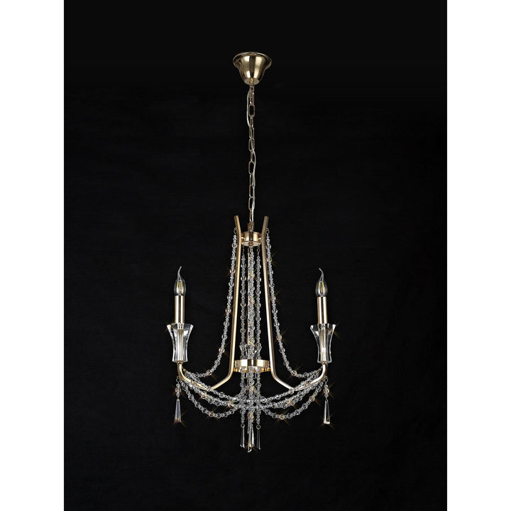 Diyas IL31752 Armand Pendant 3 Light E14 French Gold/Crystal