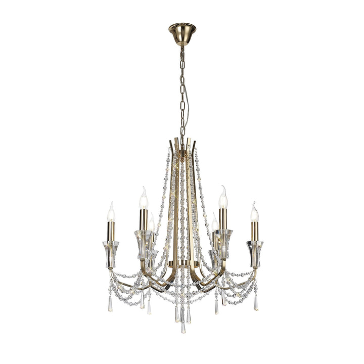 Diyas IL31753 Armand Pendant 6 Light E14 French Gold/Crystal