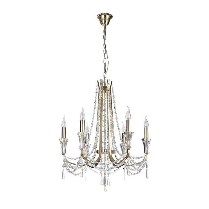 Diyas IL31753 Armand Pendant 6 Light E14 French Gold/Crystal