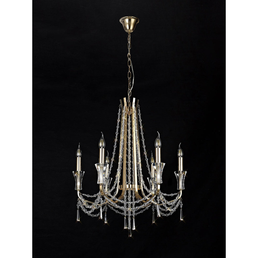 Diyas IL31753 Armand Pendant 6 Light E14 French Gold/Crystal