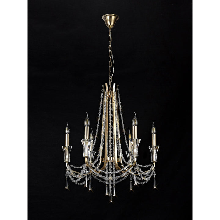 Diyas IL31753 Armand Pendant 6 Light E14 French Gold/Crystal