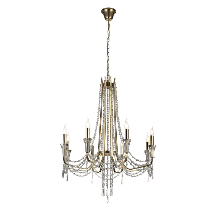 Diyas IL31754 Armand Pendant 8 Light E14 French Gold/Crystal