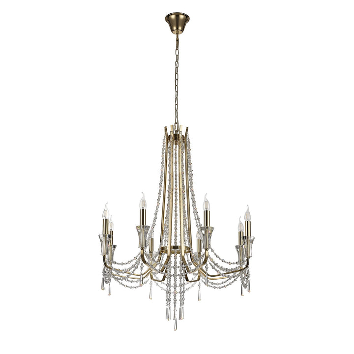 Diyas IL31754 Armand Pendant 8 Light E14 French Gold/Crystal