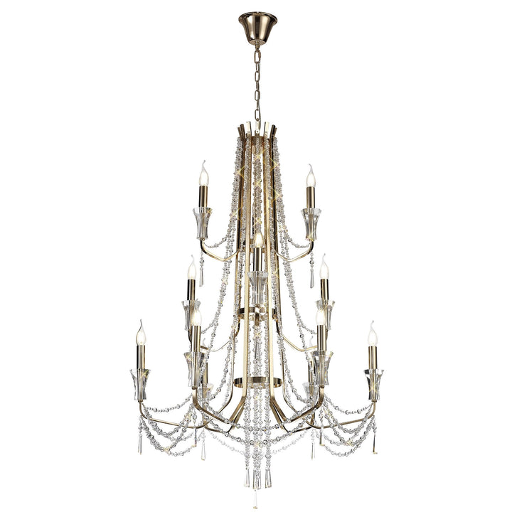 Diyas IL31755 Armand Pendant 6+3+3 Light E14 French Gold/Crystal