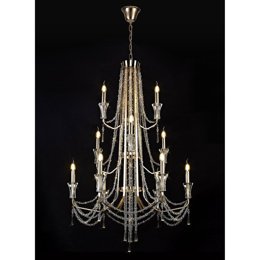 Diyas IL31755 Armand Pendant 6+3+3 Light E14 French Gold/Crystal