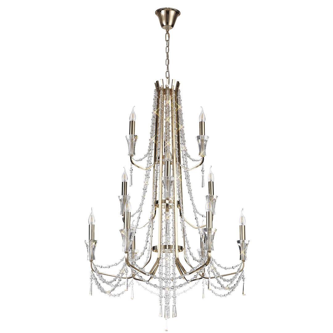 Diyas IL31755 Armand Pendant 6+3+3 Light E14 French Gold/Crystal