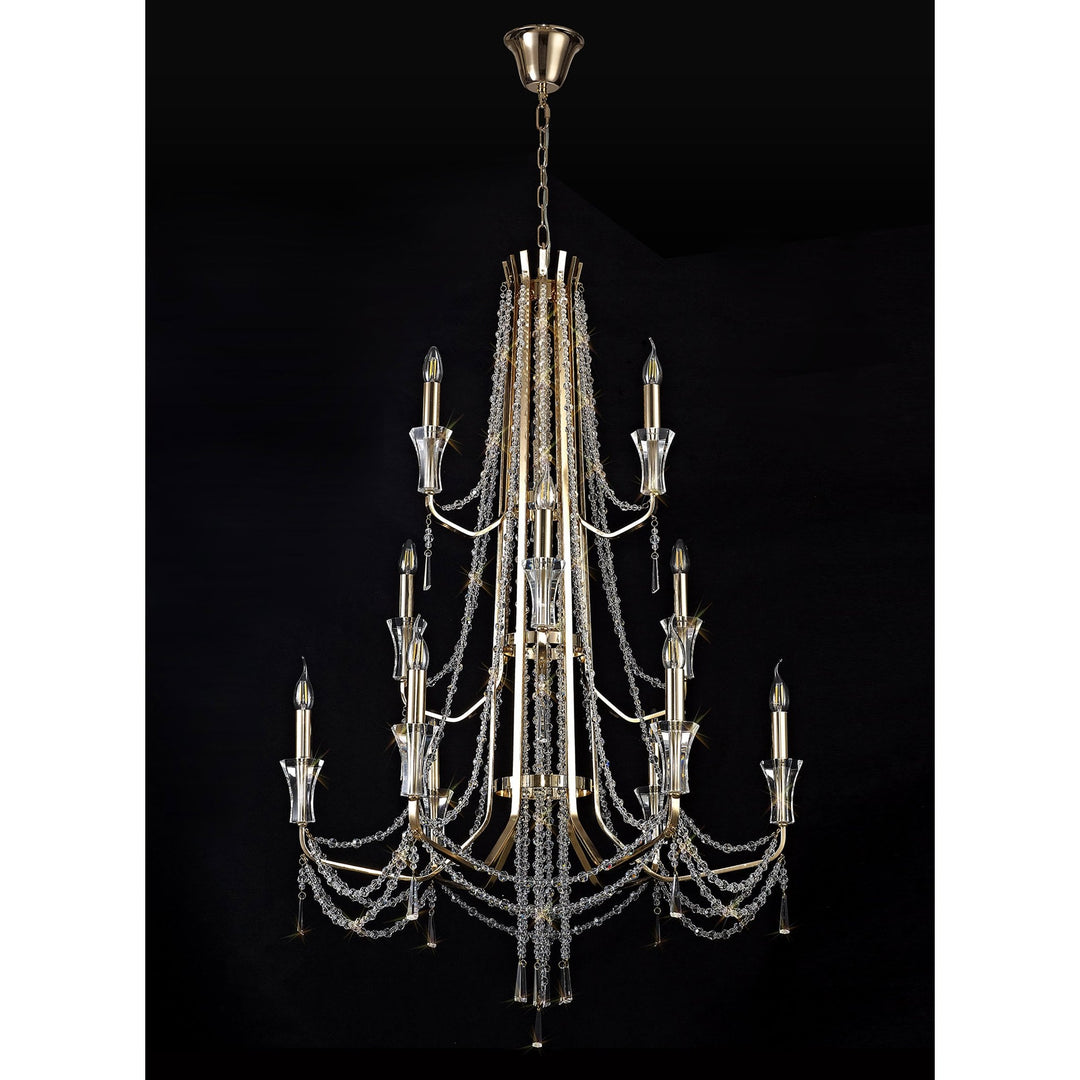 Diyas IL31755 Armand Pendant 6+3+3 Light E14 French Gold/Crystal