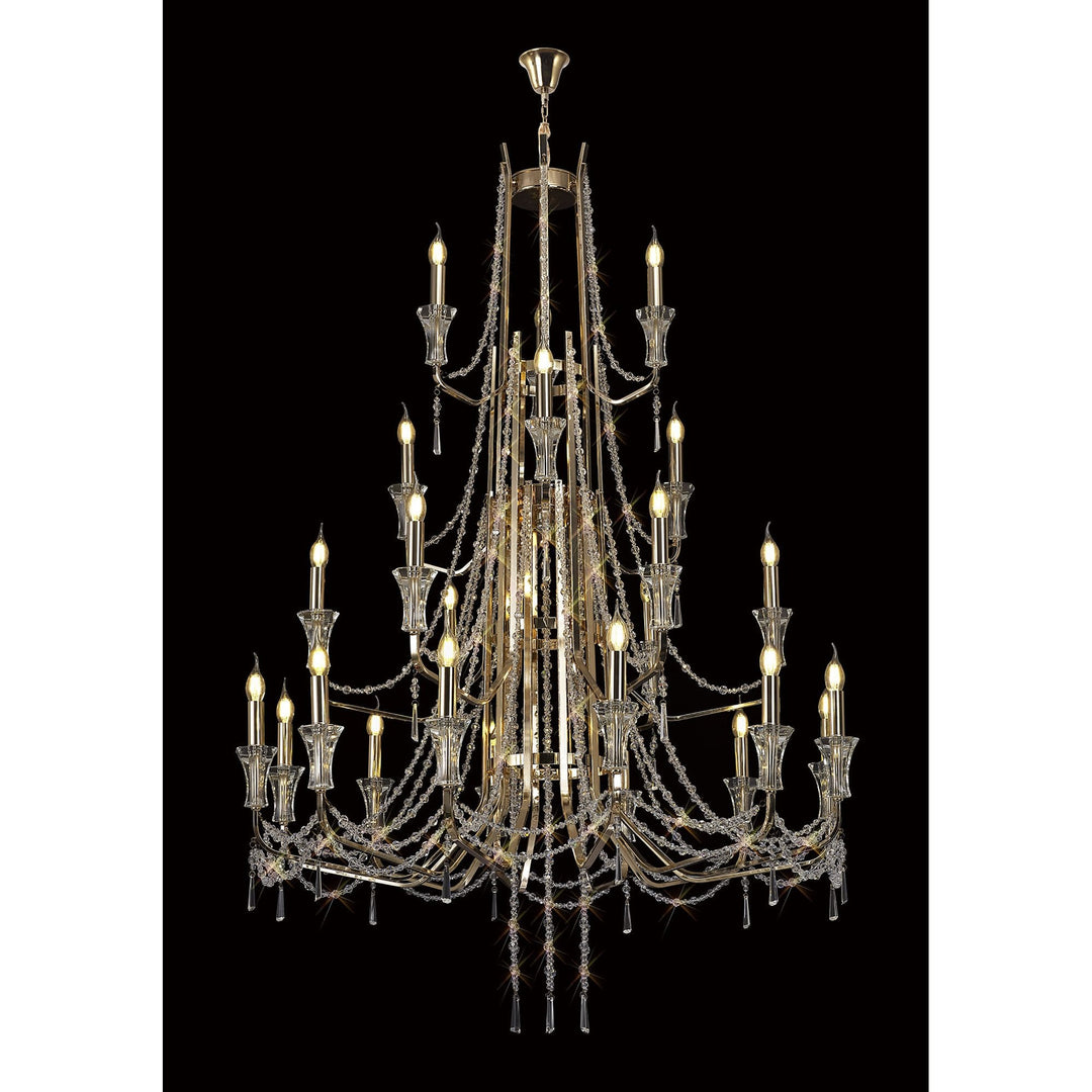 Diyas IL31761 Armand Pendant 12+6+3+3 Light E14 French Gold/Crystal