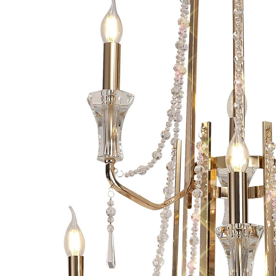 Diyas IL31761 Armand Pendant 12+6+3+3 Light E14 French Gold/Crystal