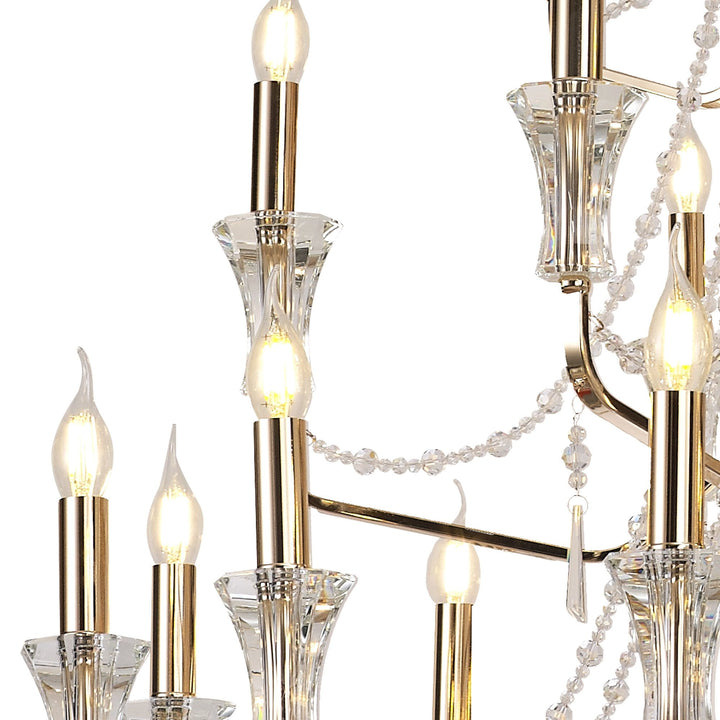 Diyas IL31761 Armand Pendant 12+6+3+3 Light E14 French Gold/Crystal