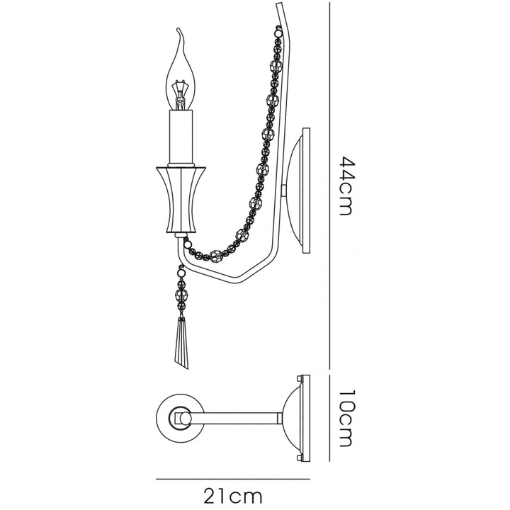 Diyas IL31740 Armand Wall Lamp 1 Light E14 Polished Chrome/Crystal