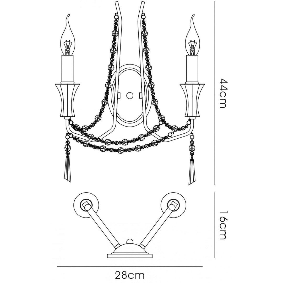 Diyas IL31741 Armand Wall Lamp 2 Light E14 Polished Chrome/Crystal