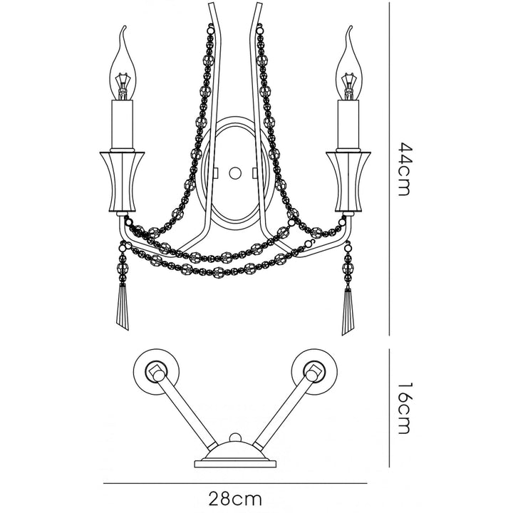 Diyas IL31741 Armand Wall Lamp 2 Light E14 Polished Chrome/Crystal