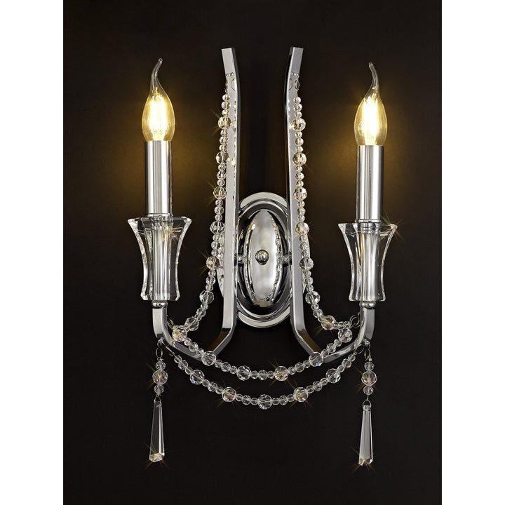 Diyas IL31741 Armand Wall Lamp 2 Light E14 Polished Chrome/Crystal