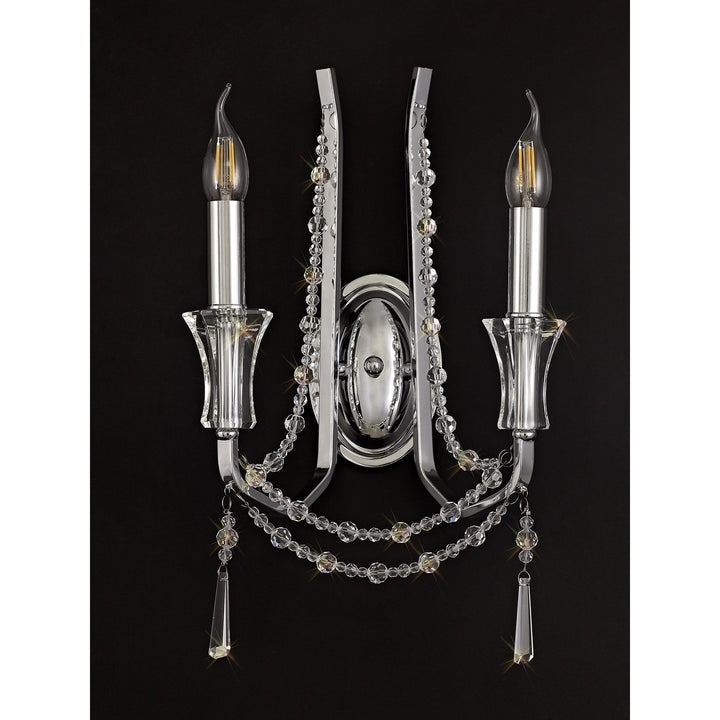 Diyas IL31741 Armand Wall Lamp 2 Light E14 Polished Chrome/Crystal