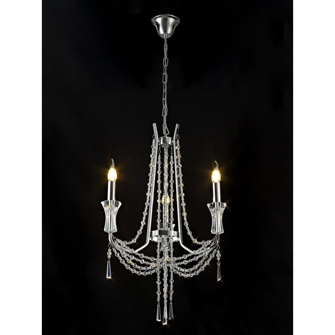 Diyas IL31742 Armand Pendant 3 Light E14 Polished Chrome/Crystal