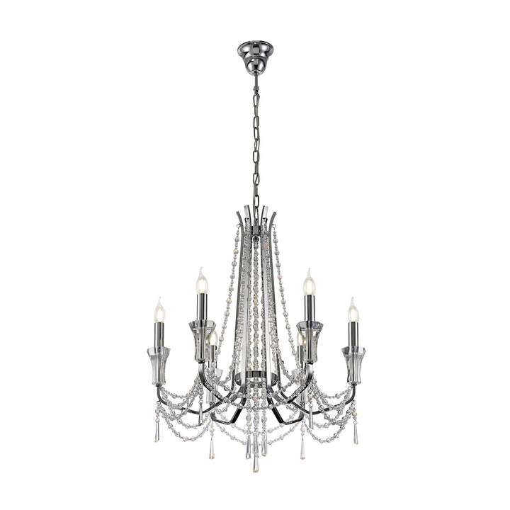 Diyas IL31743 Armand Pendant 6 Light E14 Polished Chrome/Crystal