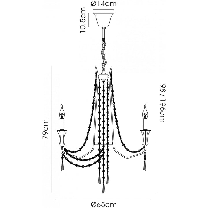 Diyas IL31743 Armand Pendant 6 Light E14 Polished Chrome/Crystal