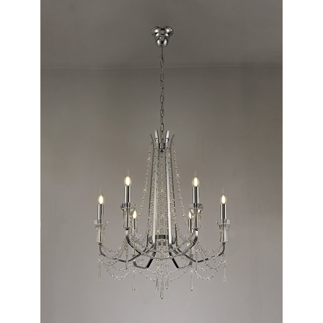 Diyas IL31743 Armand Pendant 6 Light E14 Polished Chrome/Crystal