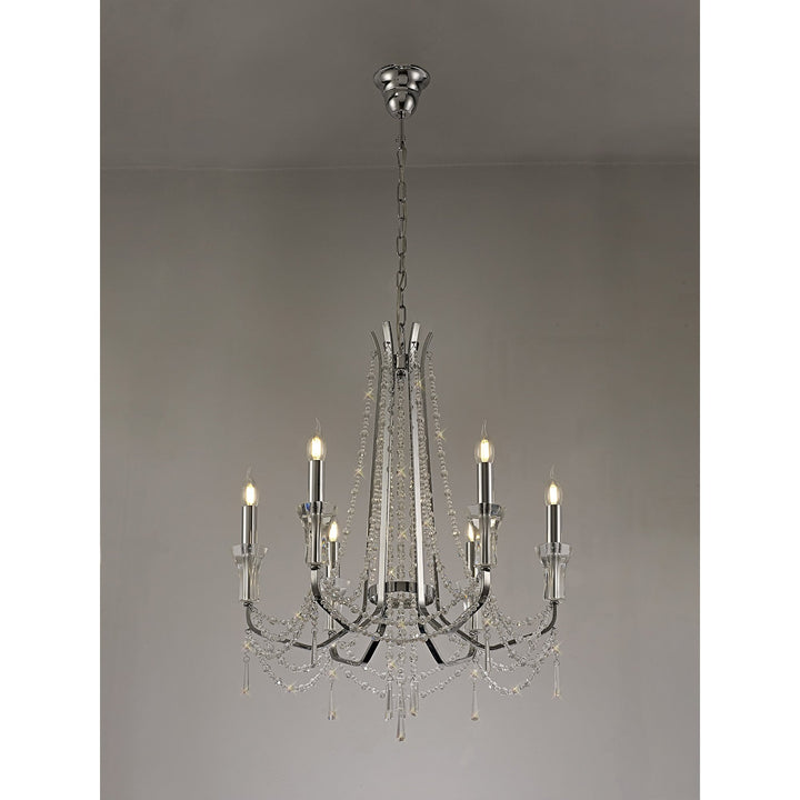 Diyas IL31743 Armand Pendant 6 Light E14 Polished Chrome/Crystal