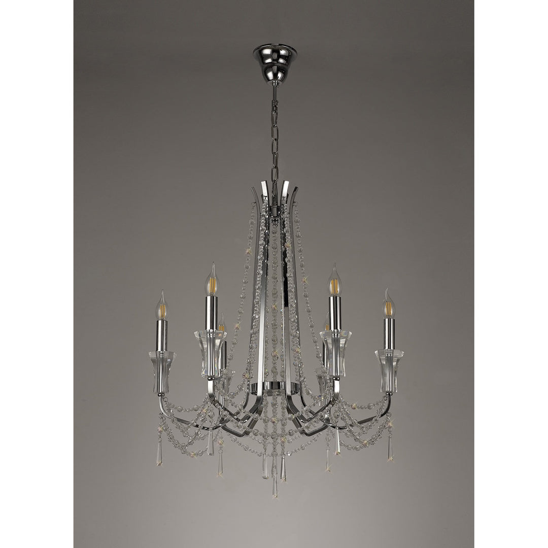 Diyas IL31743 Armand Pendant 6 Light E14 Polished Chrome/Crystal