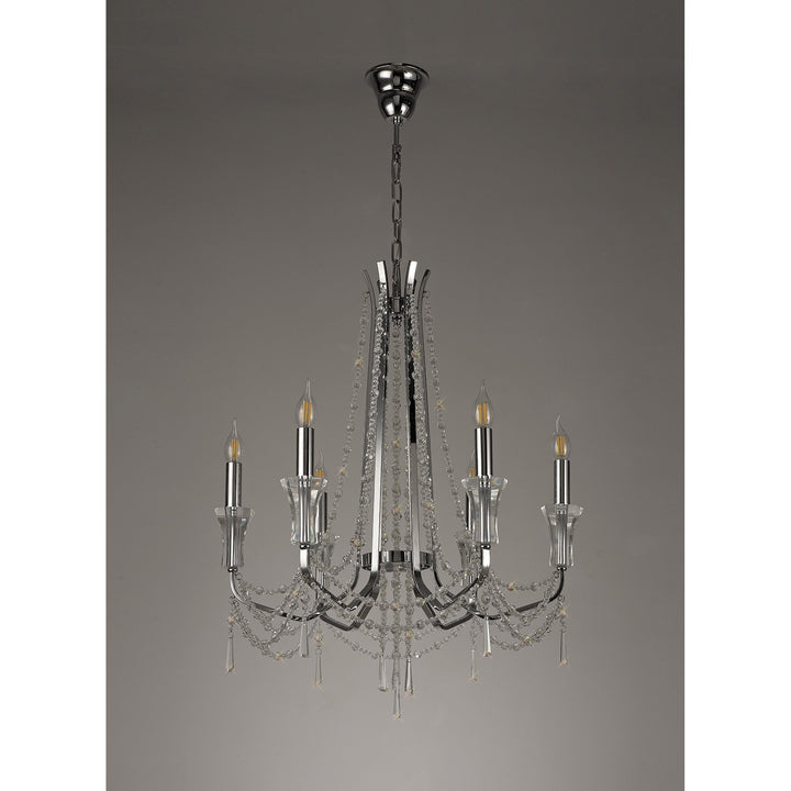 Diyas IL31743 Armand Pendant 6 Light E14 Polished Chrome/Crystal