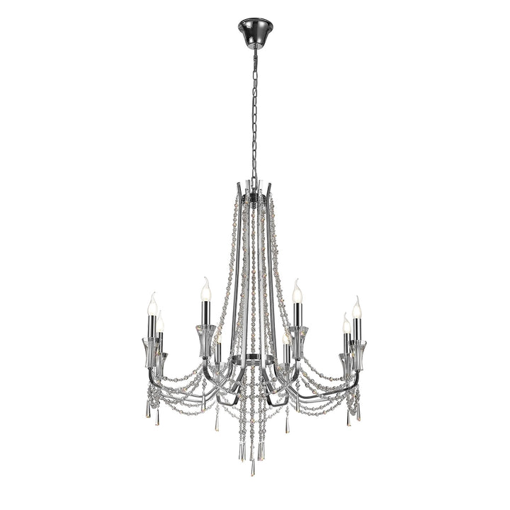 Diyas IL31744 Armand Pendant 8 Light E14 Polished Chrome/Crystal