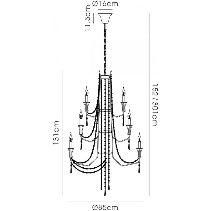 Diyas IL31745 Armand Pendant 6+3+3 Light E14 Polished Chrome/Crystal