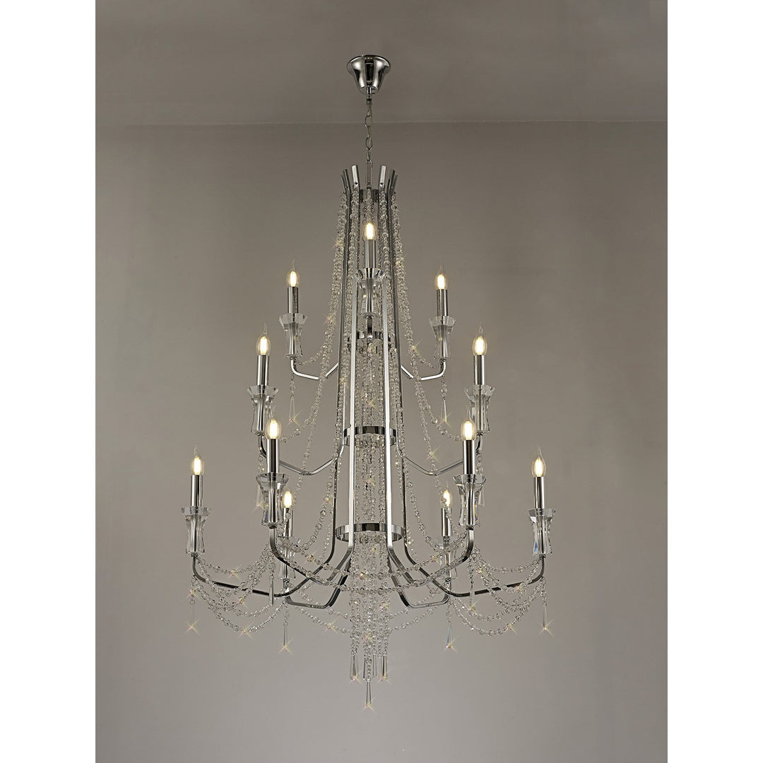 Diyas IL31745 Armand Pendant 6+3+3 Light E14 Polished Chrome/Crystal