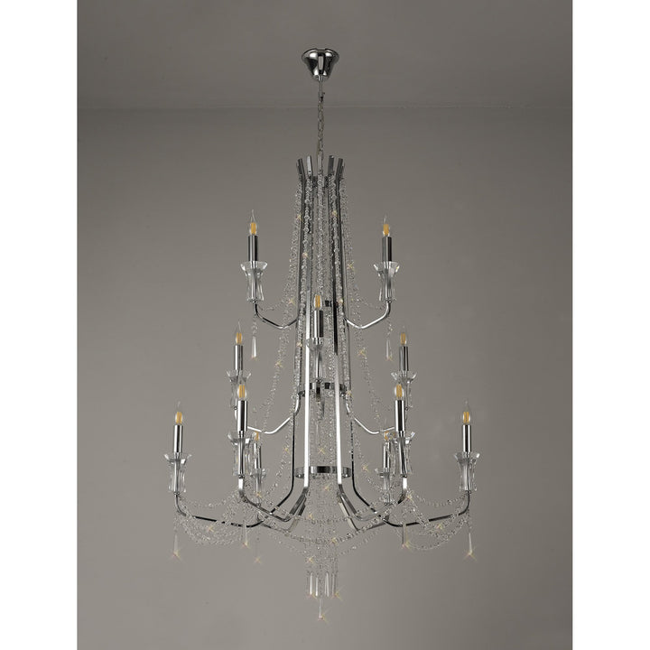 Diyas IL31745 Armand Pendant 6+3+3 Light E14 Polished Chrome/Crystal