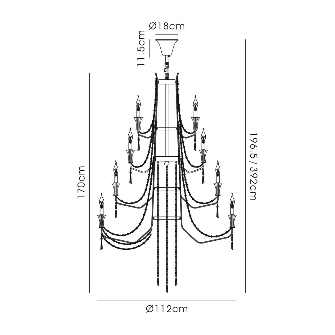 Diyas IL31760 Armand Pendant 12+6+3+3 Light E14 Polished Chrome/Crystal