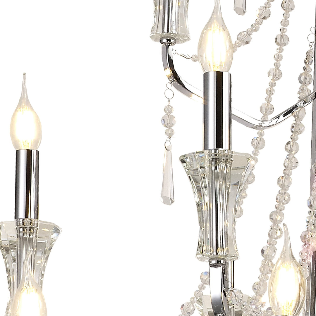 Diyas IL31760 Armand Pendant 12+6+3+3 Light E14 Polished Chrome/Crystal