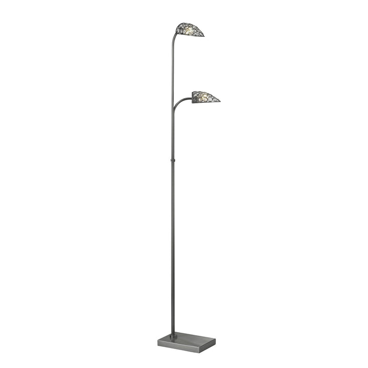 Diyas IL20708 Ashton Floor Lamp 2 Light G9 Satin Nickel/Crystal NOT LED/CFL Compatible