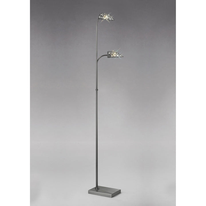 Diyas IL20708 Ashton Floor Lamp 2 Light G9 Satin Nickel/Crystal NOT LED/CFL Compatible