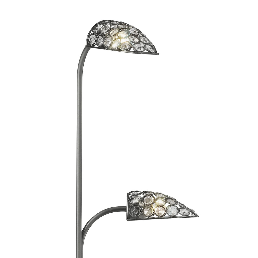 Diyas IL20708 Ashton Floor Lamp 2 Light G9 Satin Nickel/Crystal NOT LED/CFL Compatible